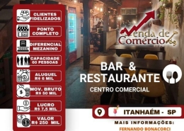 Bar & Restaurante no Centro Comercial de Itanhaém!